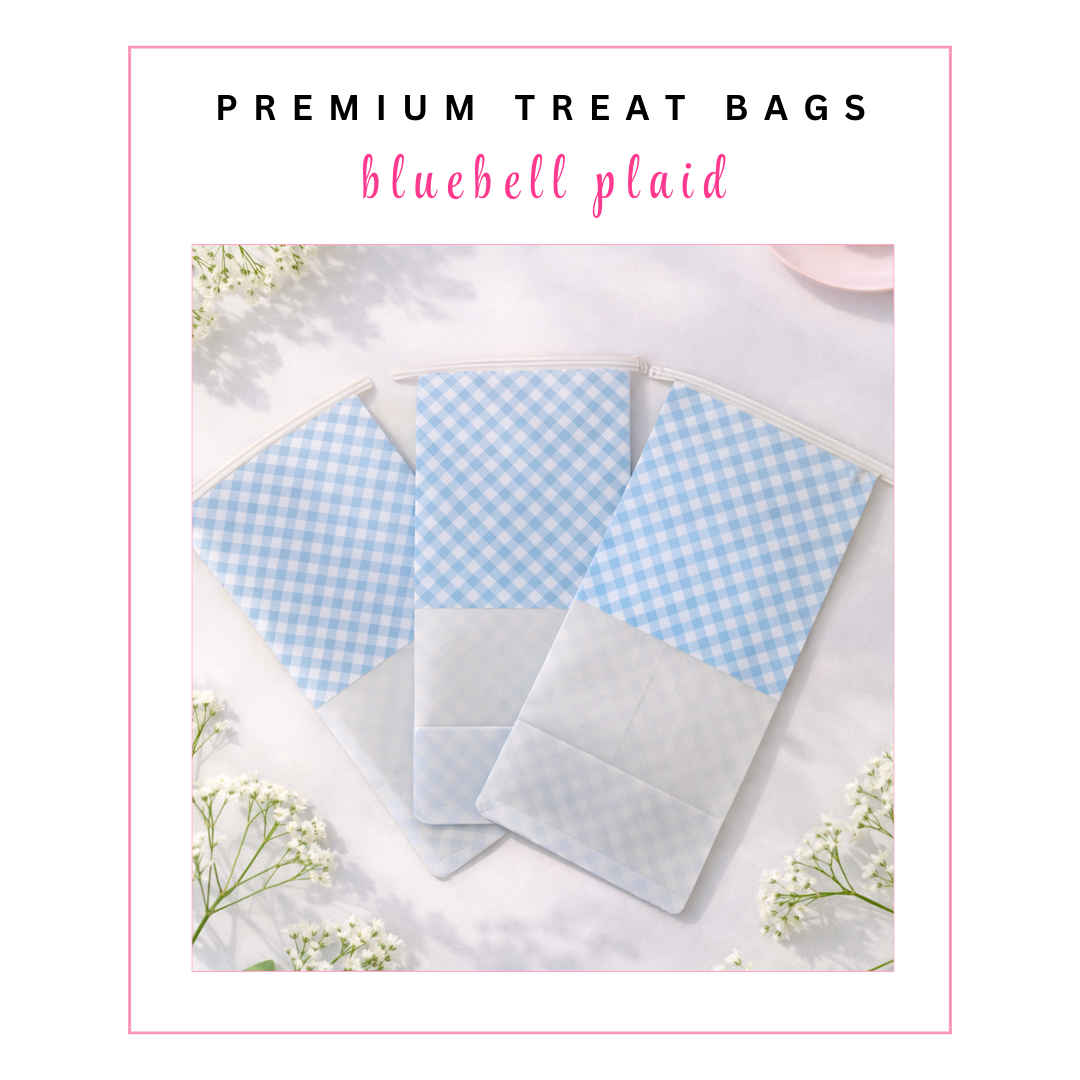 Premium Treat Bags: Bluebell Plaid