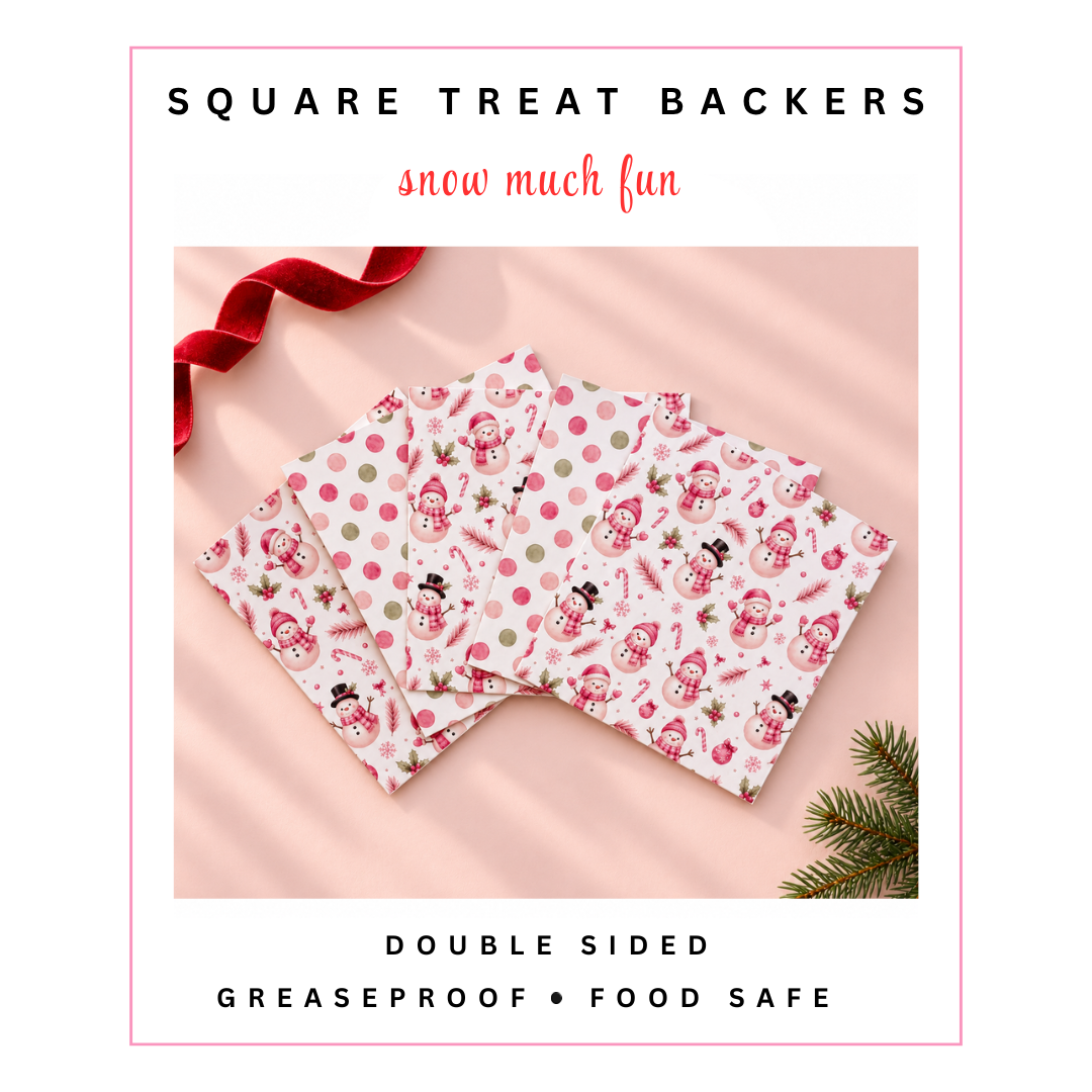 Square Treat Backers - Snow Much Fun X Holiday Dots