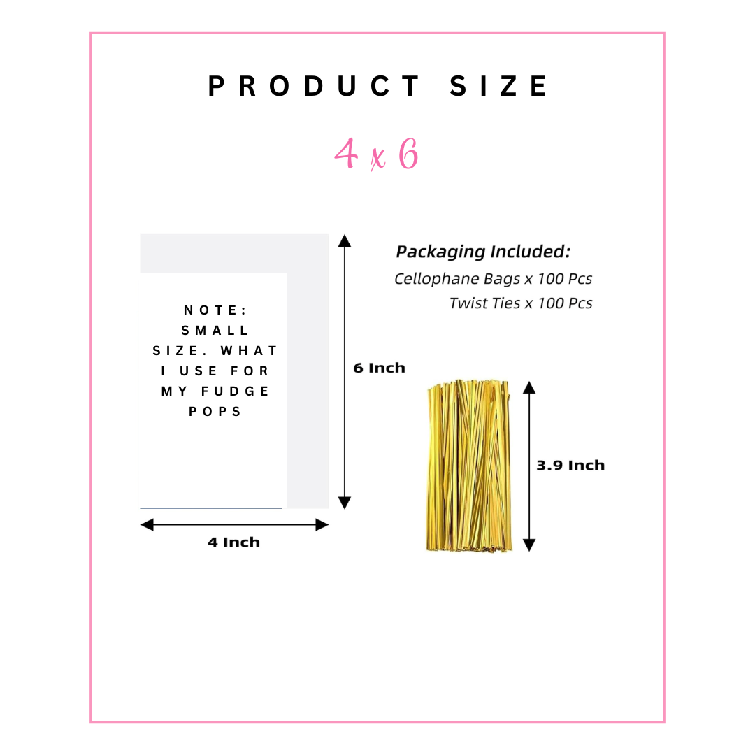 Twist Tie Cellophane Bag: 4 x 6
