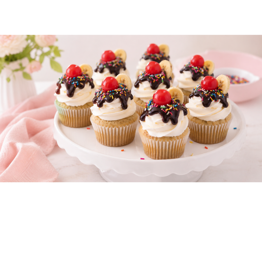 banana split cupcakes