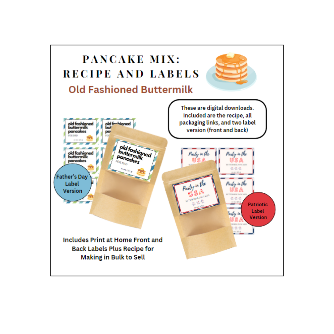 Pancake Mix Recipe Plus Labels: Old Fashioned Buttermilk: Digital Download