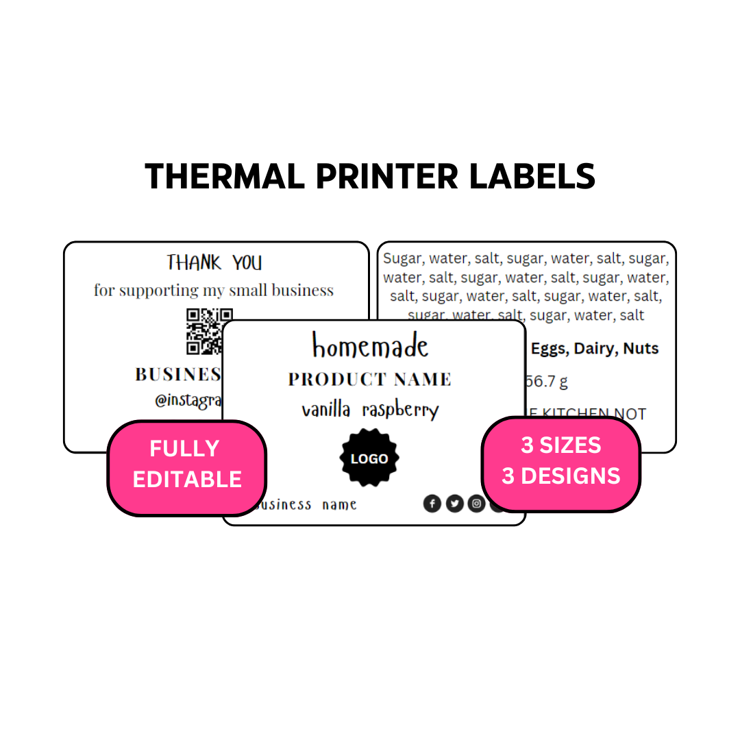 Thermal Labels Custom Thermal Label Template: Digital Download – The Pink Crumbb