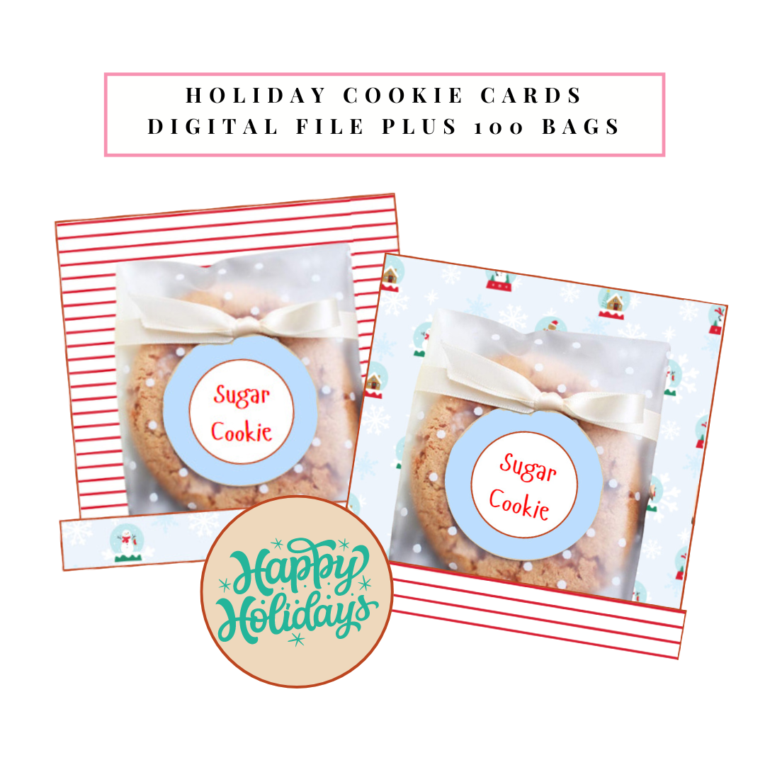 Cookie Bags with HOLIDAY Digital Cookie Card Download