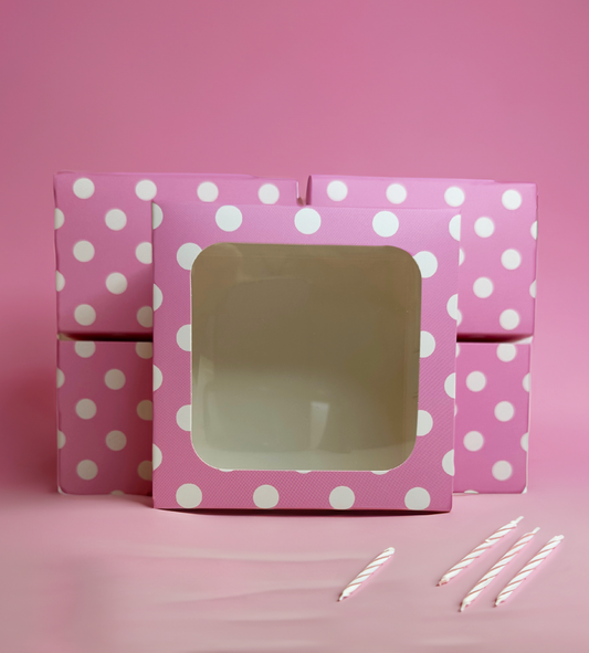 Pink and White Polka Dot Bakery Box