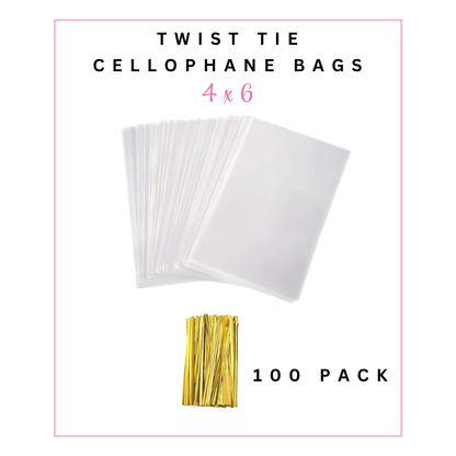 Twist Tie Cellophane Bag: 4 x 6